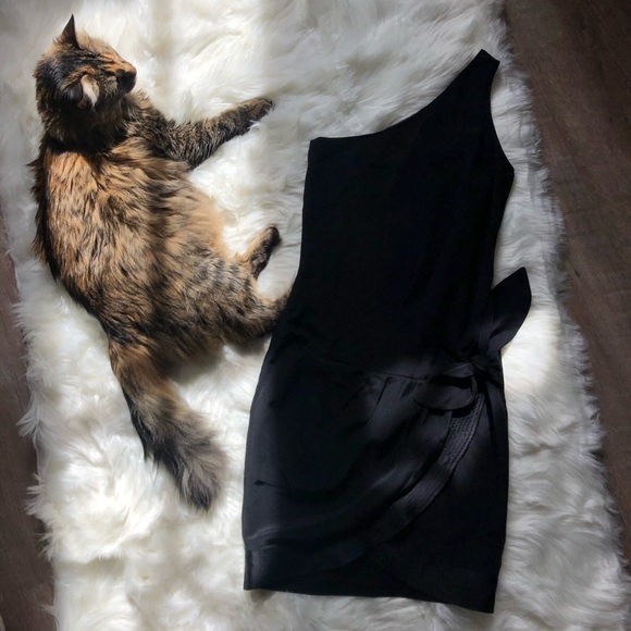 {reiss} silk one-shoulder drape bubble dress - Picture 4 of 8